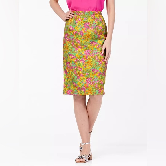 Boden Pink and Yellow Pencil Skirt Knee-Length Resort Wear - Picture 1 of 5
